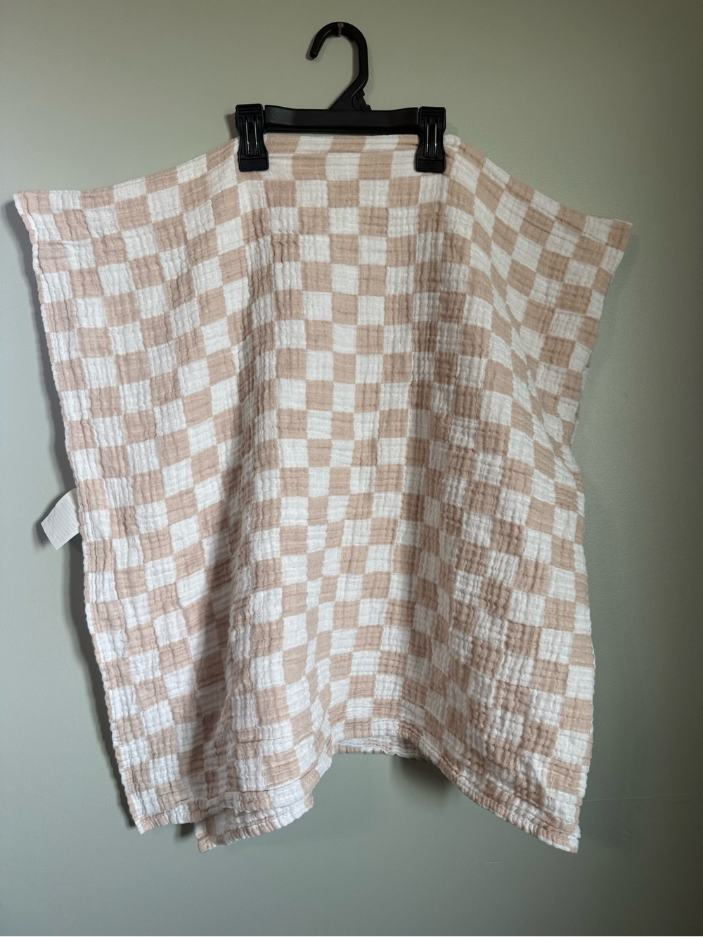 Itzy Ritzy Checkered Muslin Blanket or Nursing Cover in Cream and Tan